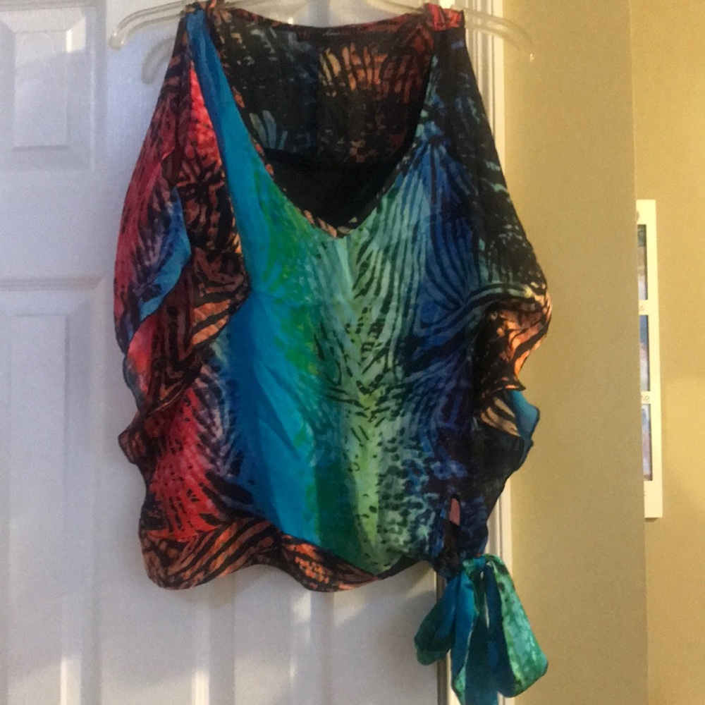 Two piece multicolored top with tank.